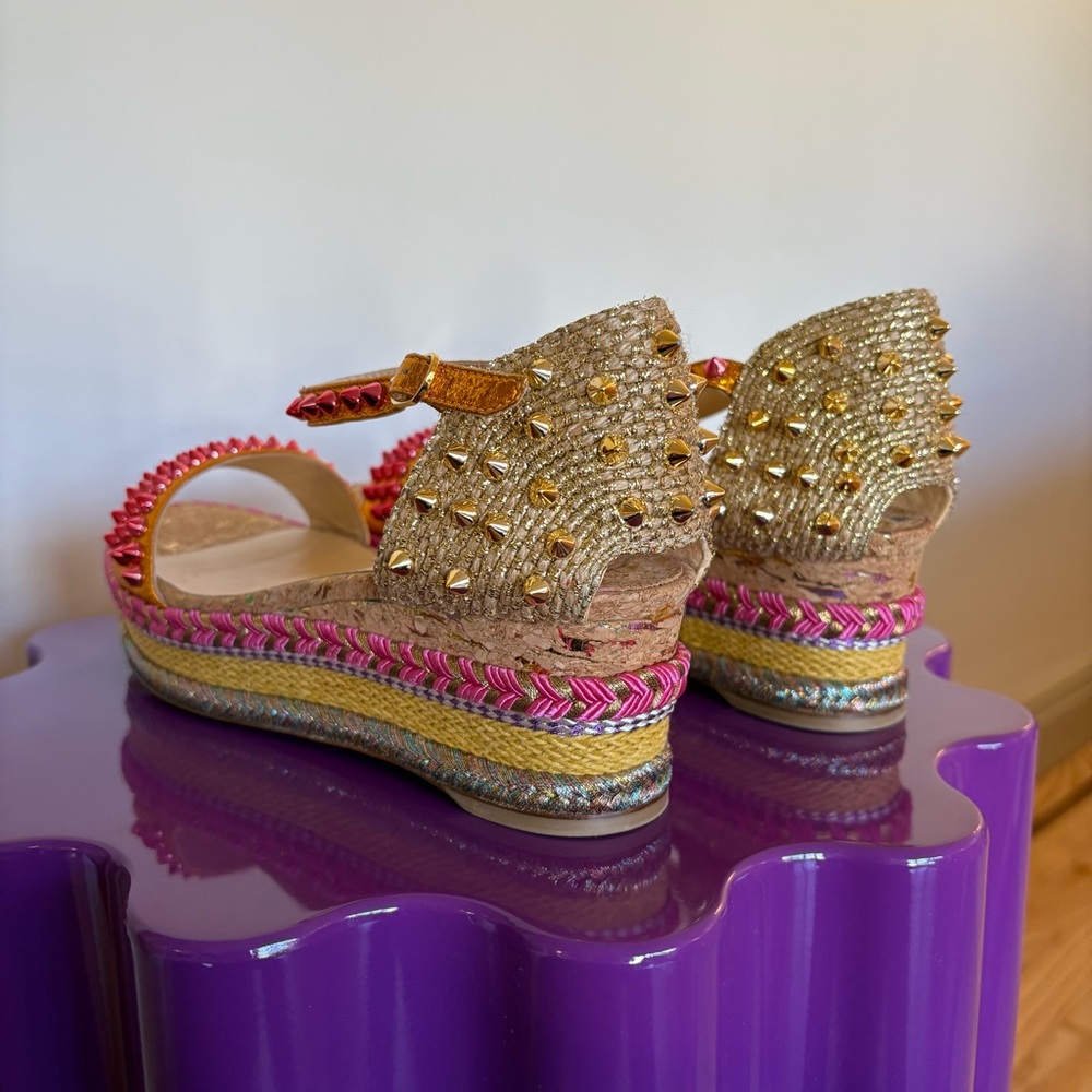 Christian Louboutin Pyraclou 60mm Espadrille Sandal, Authentic, EUC - Picture 5 of 12